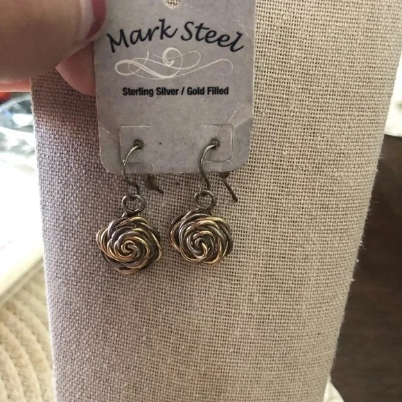 New Mark Steel Sterling Silver Gold Filled Earrings - Picture 2 of 4